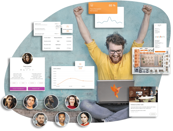 Homme heureux utilisant le logiciel Tydeck