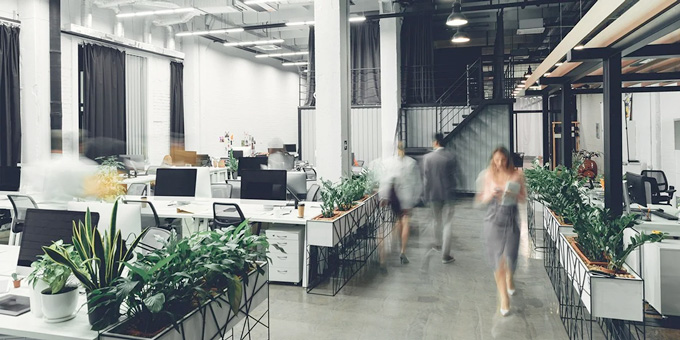 Open space dans un espace de coworking