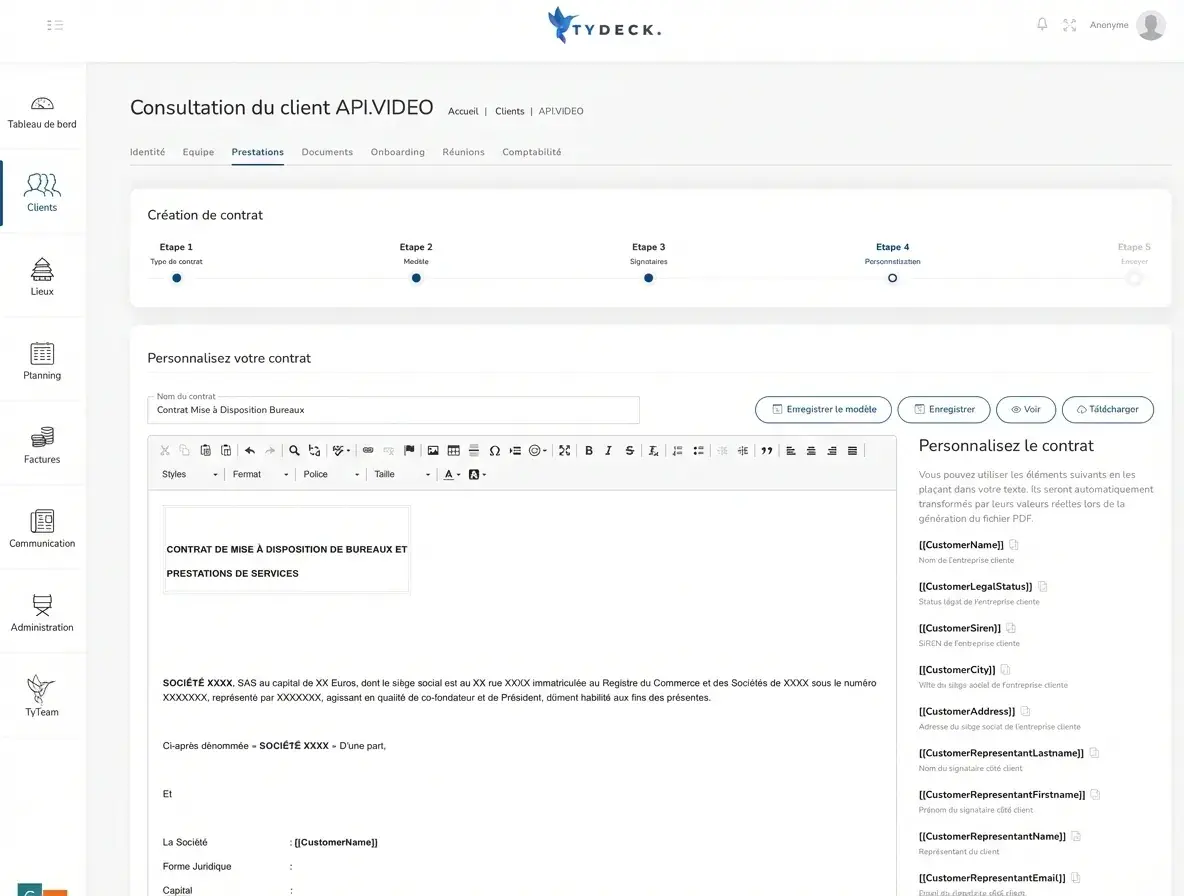 Suivi des contrats dans Tydeck : échéances, options et évolutions